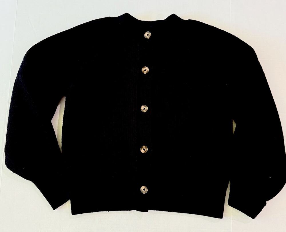 Banana Republic Large Black Ribbed Raglan Button Cardigan Sweater